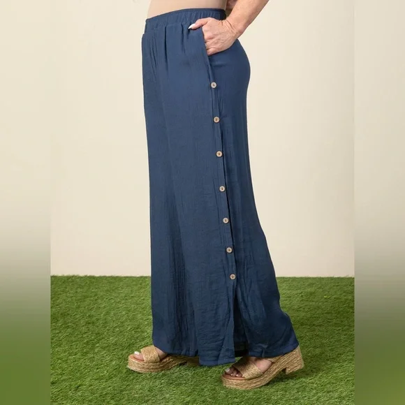 NEW - Rayon/Cotton Wide leg elastic pants - Picture 2 of 6